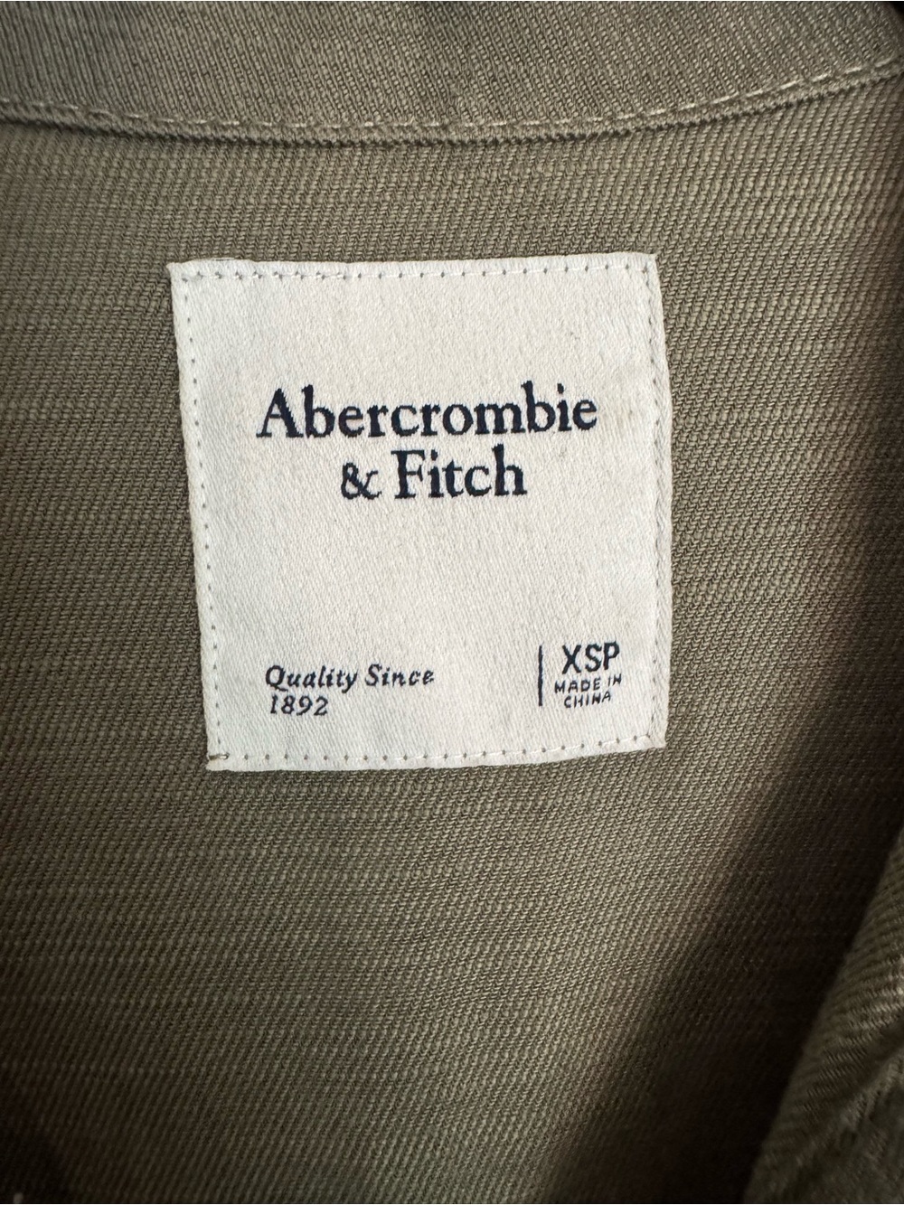 Abercrombie & Fitch Olive Green Utility Jumpsuit XS Petite Linen Blend Romper - Picture 5 of 11